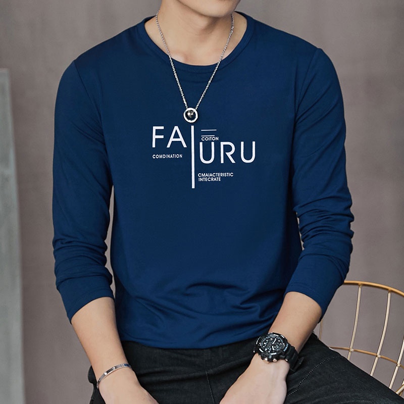 Áo Thun Dài Tay Cổ Tròn Dáng Ôm Trẻ Trung Giản Dị Dành Cho Nam