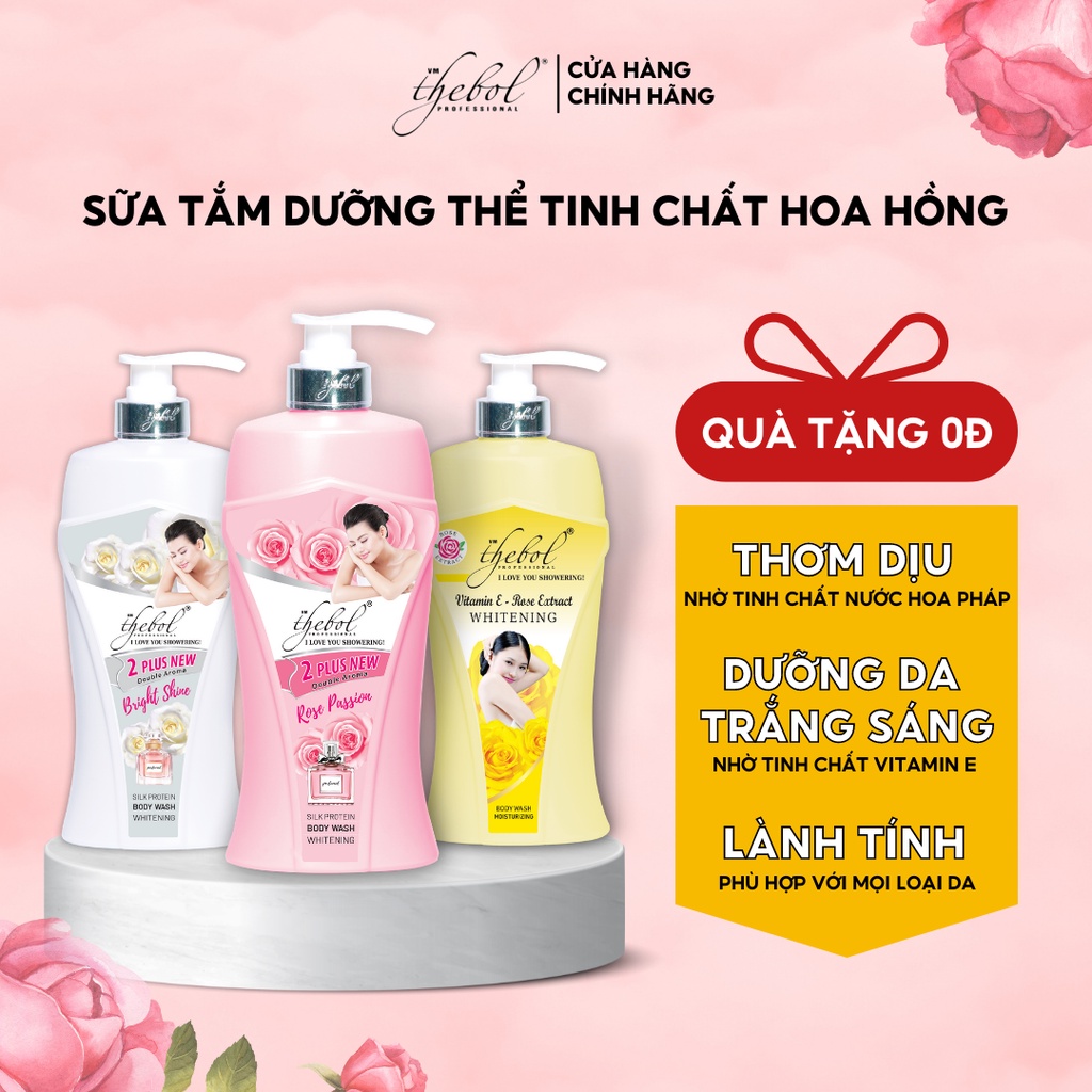 Sữa tắm dưỡng thể nữ Thebol tinh chất hoa hồng nước hoa sữa dê dưỡng ẩm trắng da toàn thân lưu hương thơm lâu