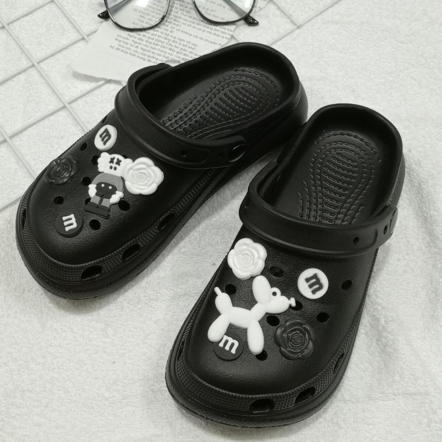 Dép Cross mặt cười unisex độn đế đi mưa tặng kèm sticker siêu kute M15