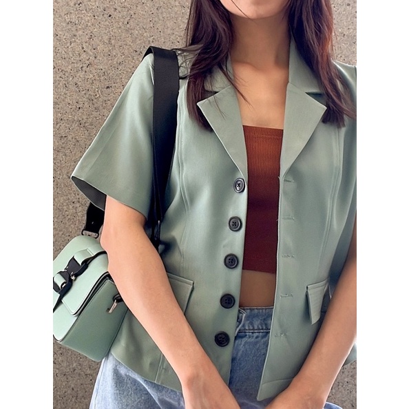 Kathryn.thecitilook - Áo blazer tay ngắn xanh mint đậm S|M- Mint blazer