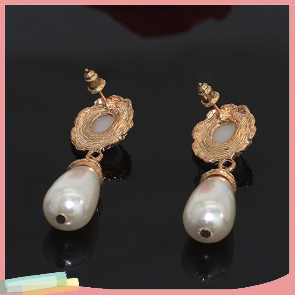 Đôi khuyên tai hình tròn đính ngọc trai giả thời trang cho nữ