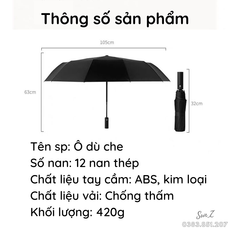 Dù Che Mưa Ổ Che Mưa Nắng 12 Nan Cao Cấp Chịu Lực Tốt Chống Tia UV Tiện Lợi