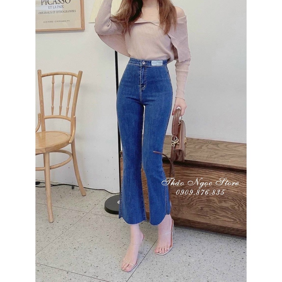 Quần jean lưng cao tag mạt ống bass