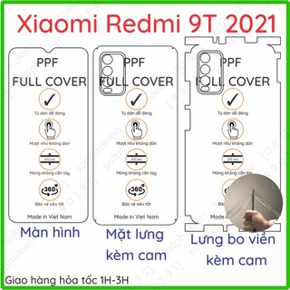 Dán PPF Xiaomi Redmi 9T (2021) loại nhám, bóng dành cho màn hình, mặt lưng, mặt lưng full viền