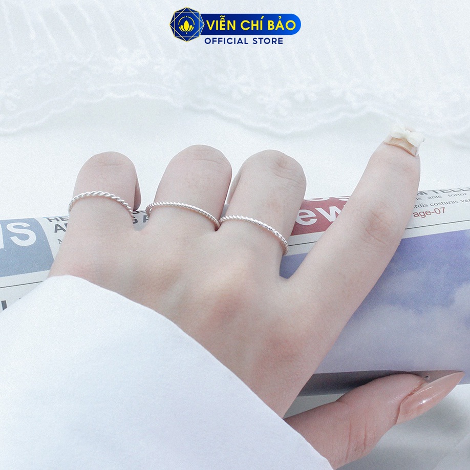 Nhẫn xoắn tròn basic chất liệu bạc 925 thời trang phụ kiện trang sức nữ thương hiệu Viễn Chí Bảo N400055x