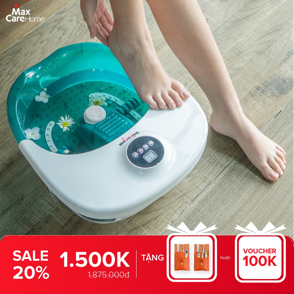 Bồn ngâm massage chân cao cấp điều chỉnh nhiệt độ Maxcare Max642Pro chống giật, đun nóng và giữ ấm nước từ 35-45 độ C