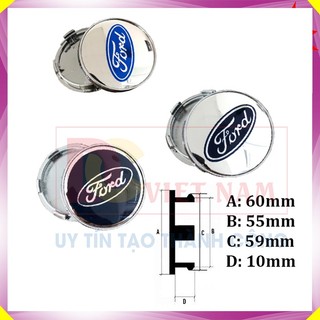 Logo chụp mâm bánh xe ô tô Ford đường kính 60mm Nhựa ABS