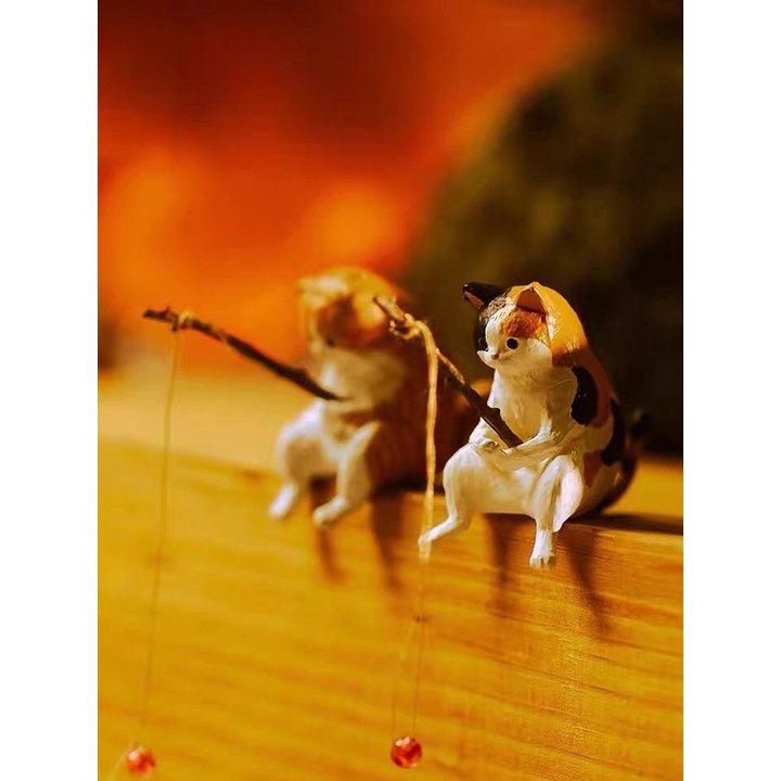 Chú Mèo  câu cá cực dễ thương, đáng yeu trang trí hồ cá, thủy sinh, để bàn làm việc TN2