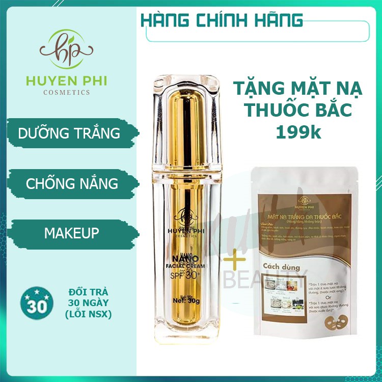 kem face nano huyền phi dưỡng da trắng sáng, dưỡng ẩm, se khít lỗ chân lông 30g