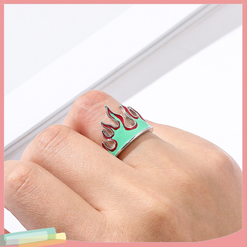 Nhẫn hợp kim hở hình ngọn lửa phong cách vintage