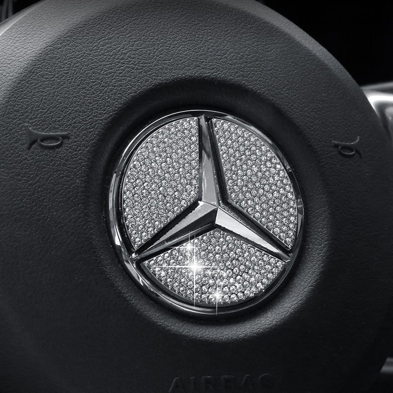 Miếng Dán Trang Trí Logo Vô Lăng Xe Ô Tô Đính Đá Kim Cương Nhân Tạo Nổi Bật, Sang Trọng
