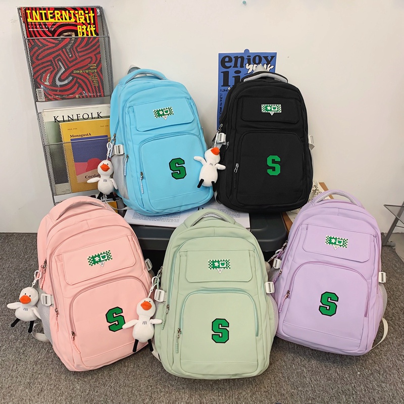 Balo đi học PRETTYZYS sức chứa lớn 15.6 inch thời trang Hàn Quốc 2023 trẻ trung cho nữ