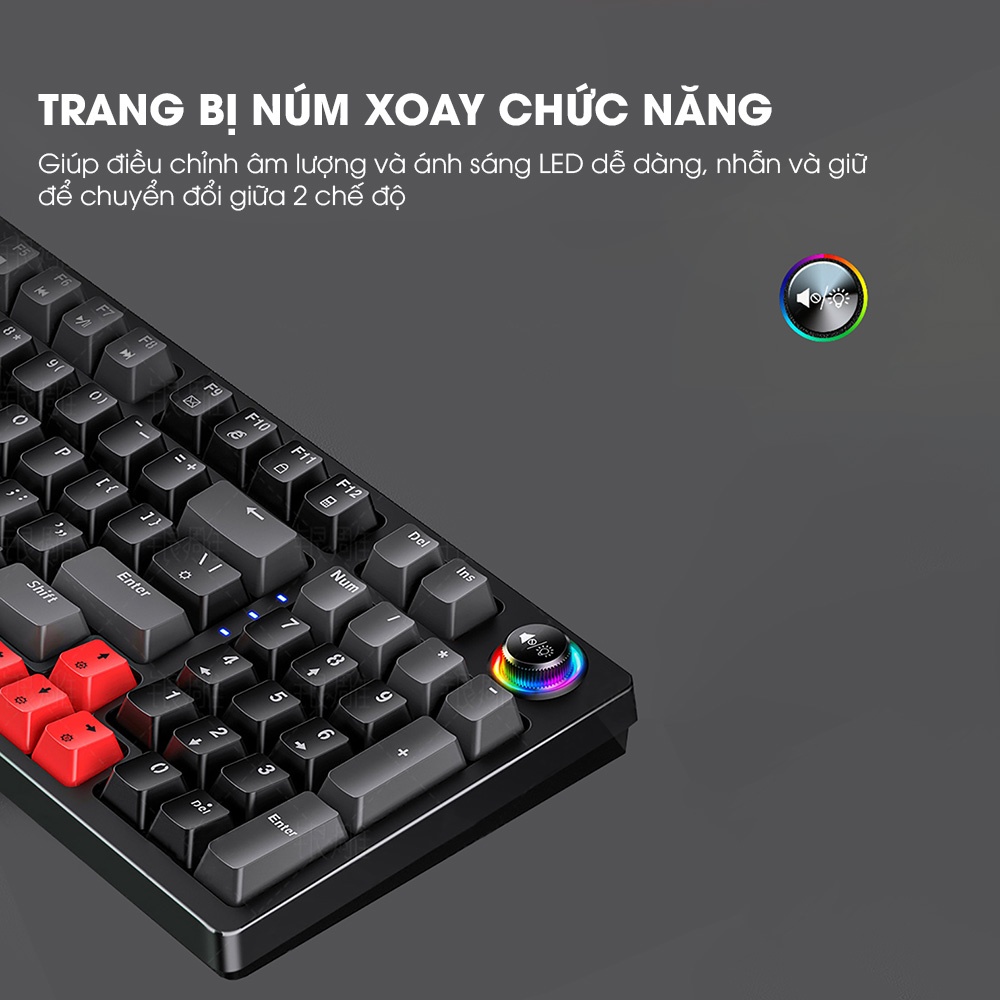 Bàn phím cơ gaming SIDOTECH K700 thiết kế 96 phím blue switch trang bị núm xoay chỉnh LED RGB cho máy tính laptop pc