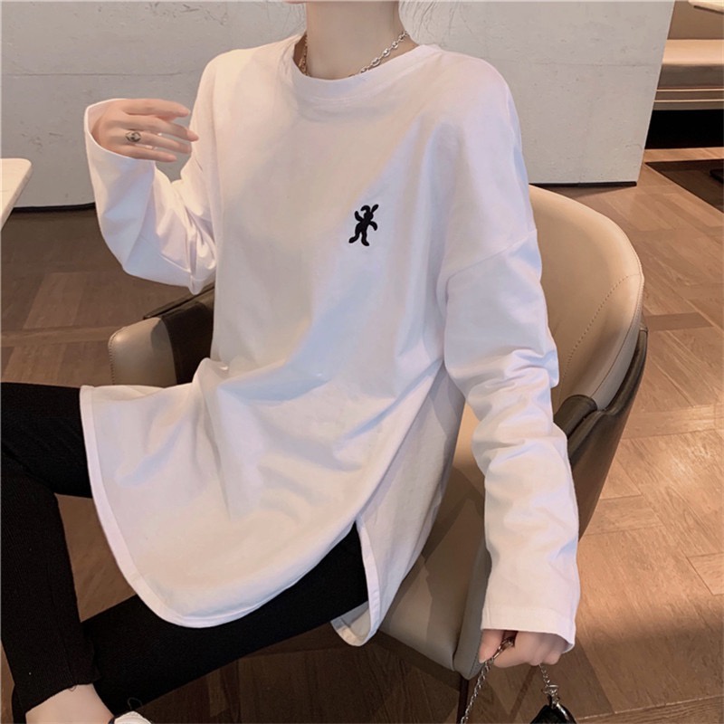 Áo thun SUXI tay dài dáng rộng màu sắc đơn giản dễ phối đồ thời trang thu đông cho nữ