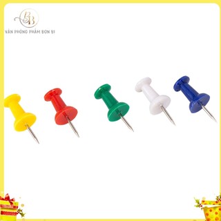 [miễn phí ship] Ghim màu cắm bảng DELI-0021, 35 cái/hộp, ghim mũ,ghim găn bảng, đinh cắm bảng