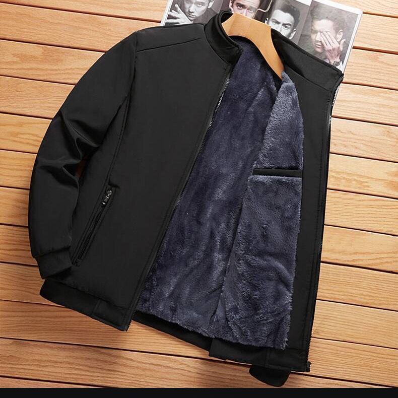 Áo Khoác Lót Lông Cừu Dày Dặn Dáng Rộng Thời Trang Cho Nam Giới Trung Niên
