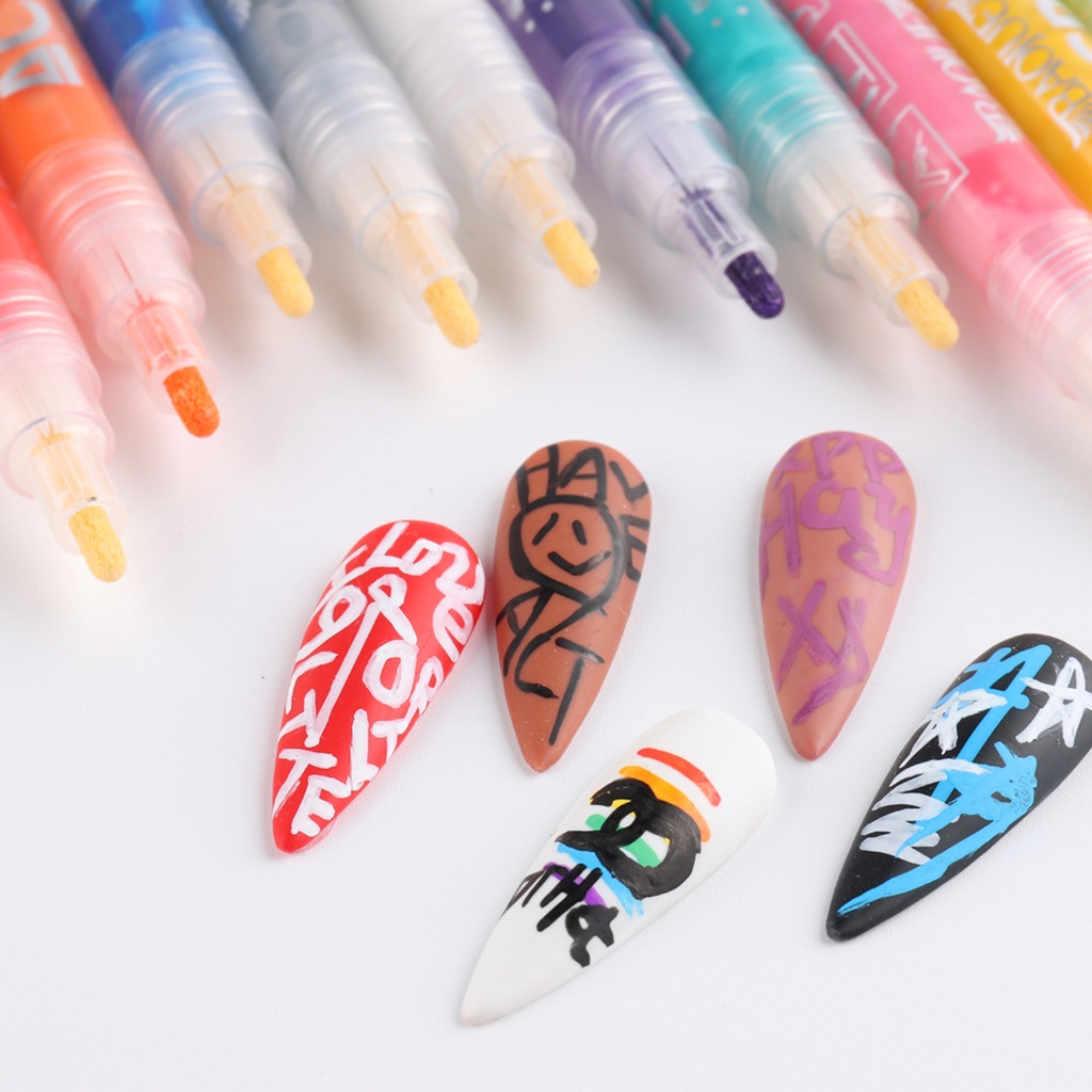 Set 12 Bút Vẽ Móng Nghệ Thuật Chống Nước Mượt Mà DIY 12 Màu Tùy Chọn