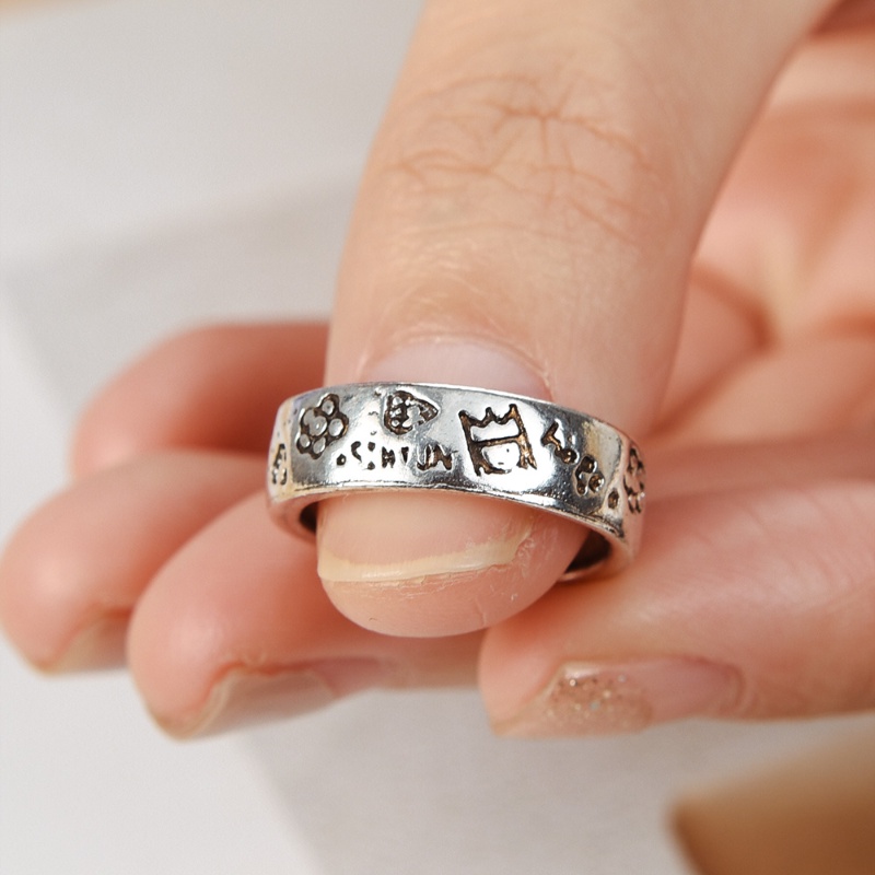 Nhẫn Hở Họa Tiết Graffiti Hoàng Tử Hoa Hoạt Hình Dễ Thương Có Thể Điều Chỉnh Thời Trang Cho Nam Và Nữ