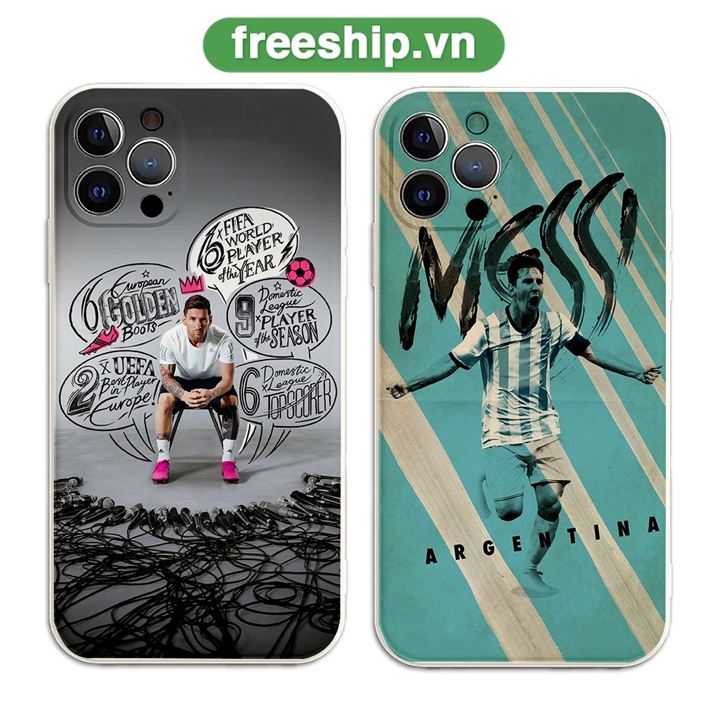 Ốp lưng iphone cạnh vuông cầu thủ Mes.si bóng đá Argen.tina bảo vệ cam 6plus/7/8/8plus/x/xs/11/12/13/14/pro/plus/promax