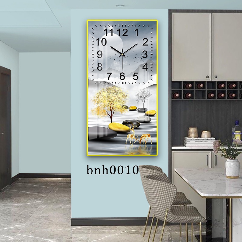 Tranh Đồng Hồ Tráng Gương 5D Hươu Tài Lộc - Simple House, Trang Trí Phòng Khách, Decor Phòng Làm Việc, Mừng Tân Gia