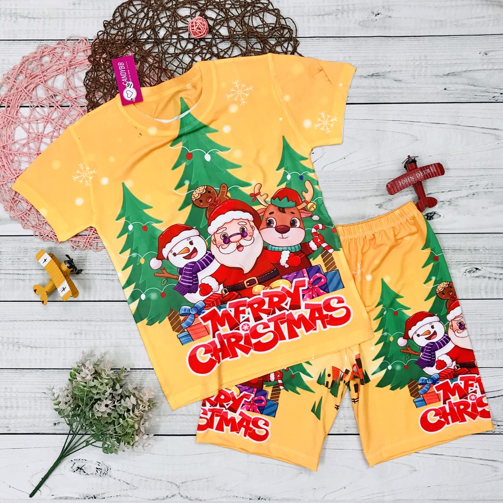 Bộ thun lạnh cho bé, bộ noel cộc tay bé trai Among Us Noel size đại bé từ 10 - 57kg