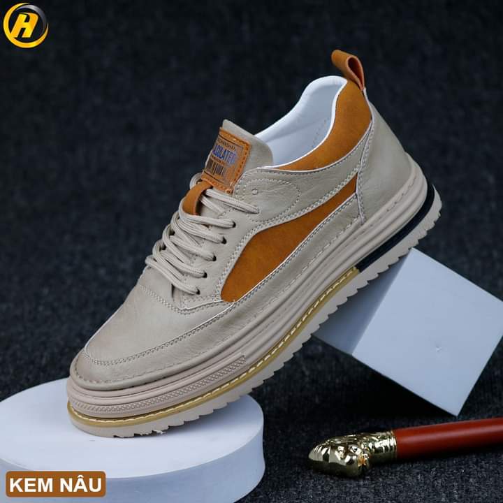 Giày Thể Thao Nam Da Bò Nappan Cao Cấp,Giày Nam Tăng Chiều Cao 4,5 Cm,- Bảo Hành 12 Tháng