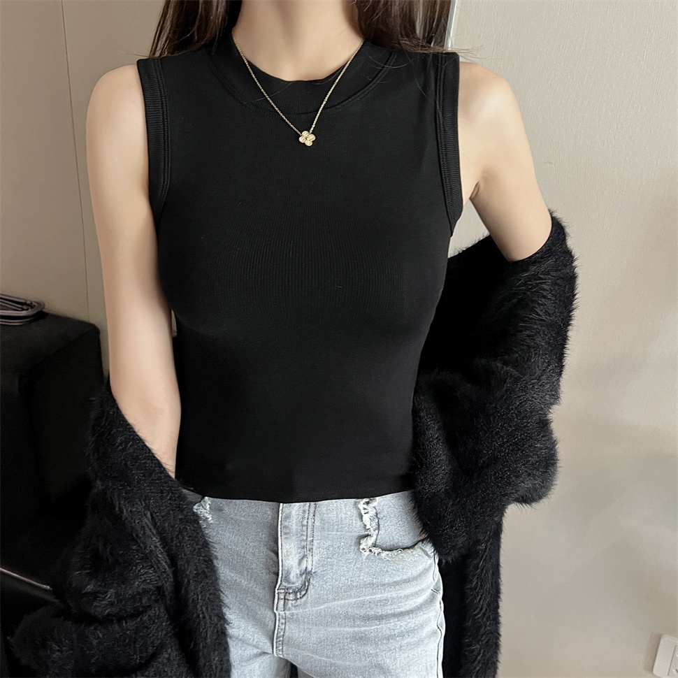 Áo Thun Sát Nách Cổ Tròn Màu Trơn Đơn Giản Thời Trang Dễ Phối Đồ