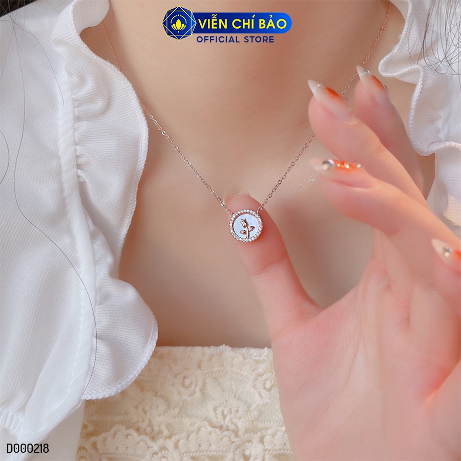 Dây chuyền bạc nữ hoa hồng tròn chất liệu bạc 925 thời trang phụ kiện trang sức Viễn Chí Bảo D000218