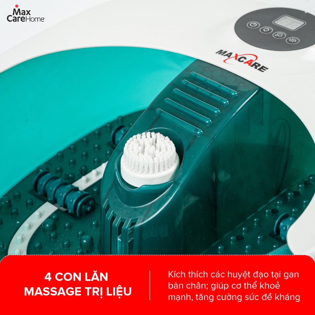 Bồn ngâm massage chân cao cấp điều chỉnh nhiệt độ Maxcare Max642Pro chống giật, đun nóng và giữ ấm nước từ 35-45 độ C