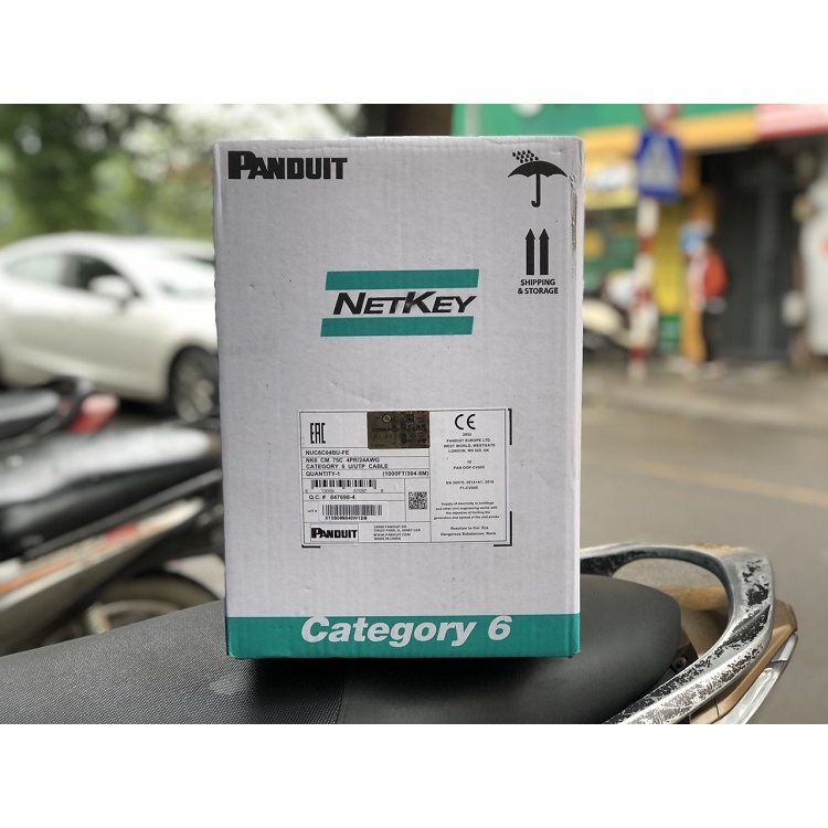 Cáp mạng CAT6, hãng sản xuất Panduit, 24 AWG,100% đồng  nguyên chất, 4 đôi dây loại UTP, lõi chữ thập