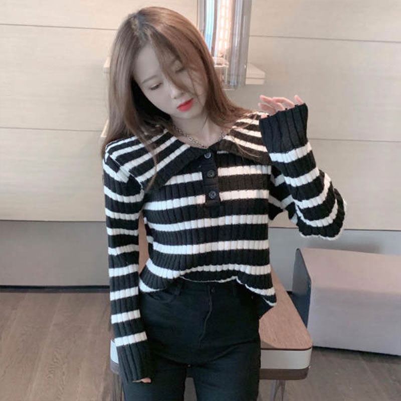 Aphrod Áo Thun Nữ Dài Tay Sọc Ngang Mới