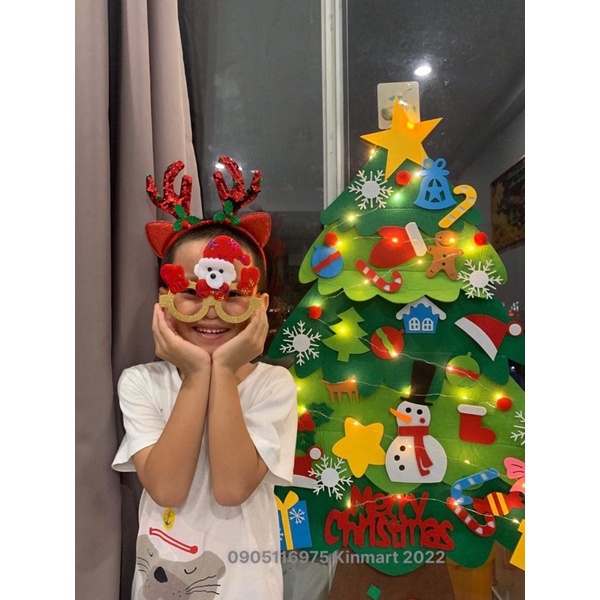 Cây thông noel vải dạ, cài noel, mắt kinh noel, đồ chơi trang trí giáng sinh, đồ chơi chụp ảnh giáng sinh