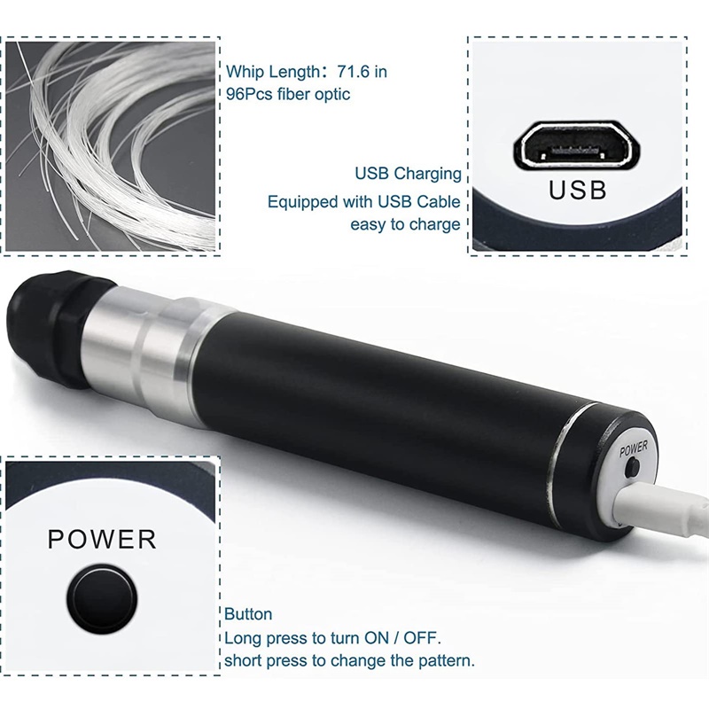 Sợi Đèn LED 180CM Sợi Quang Không Gian Có Thể Sạc Lại Bằng Cổng USB Cho Trang Trí Tiệc Khiêu Vũ Lễ Hội ruiyan