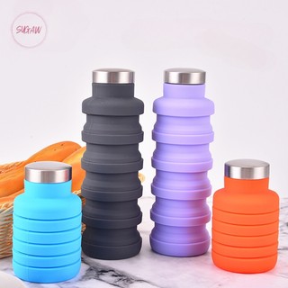 Bình nước silicone 500ml có tay cầm tiện dụng cho các hoạt động ngoài trời