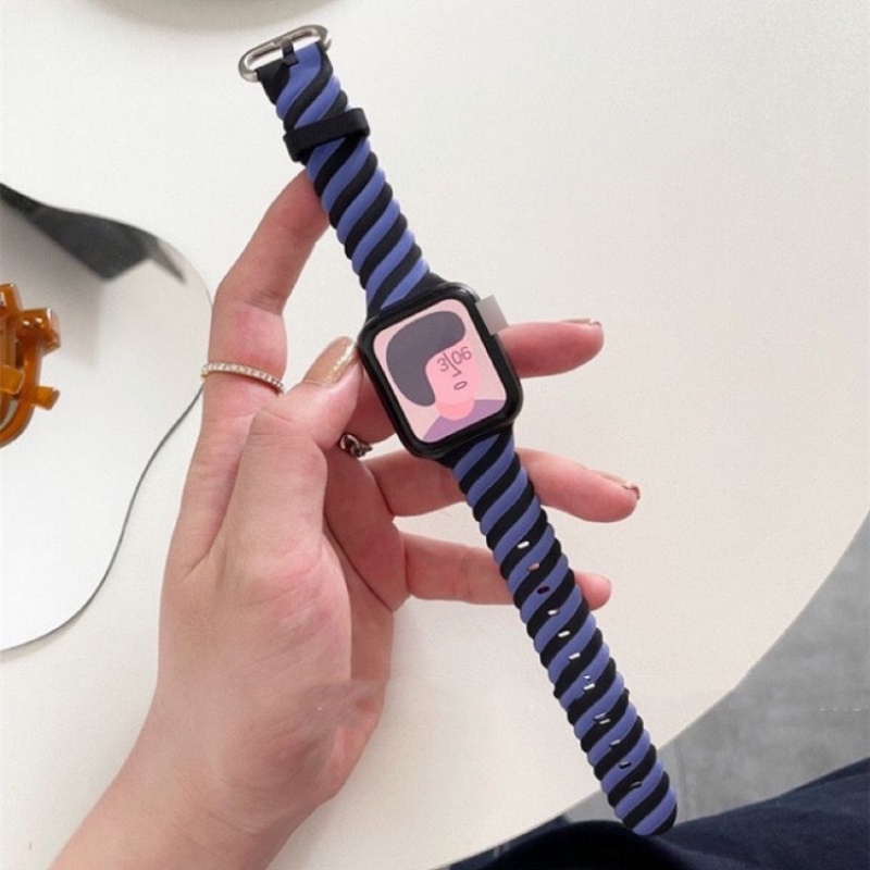 Dây Đeo Đồng Hồ Bằng Silicone Mềm Co Giãn Màu Cầu Vồng 2022 Cho iWatch 49mm 45mm 44mm 41mm 40mm 38mm 42mm