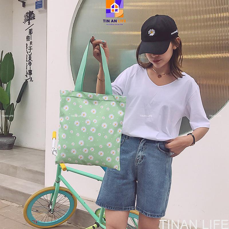 Túi Xách Vải HOA CÚC NHÍ XINH, Túi Thời Trang Mùa Hè, Túi Đi Dạo, Đi Biển (T14)