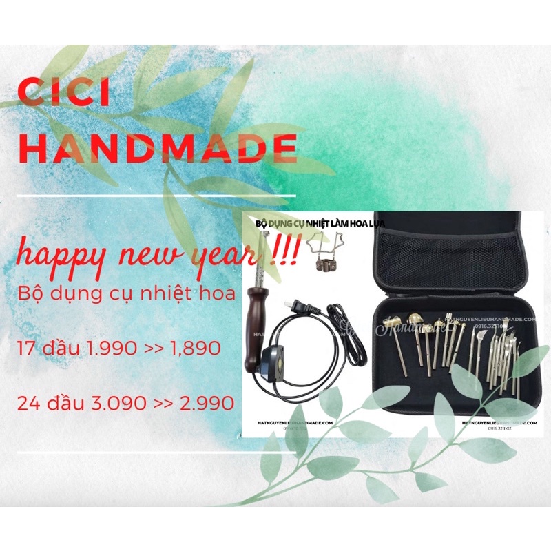 Bộ dụng cụ làm hoa lụa hoa vải 17-23-24 thanh nhiệt tạo hình cán gỗ  Cici handmade chuyên nguyên liệu hạt đá
