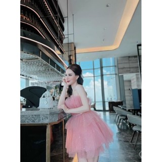 ✨ đầm xòe cup dúm tầng đính đá✨ hình thật