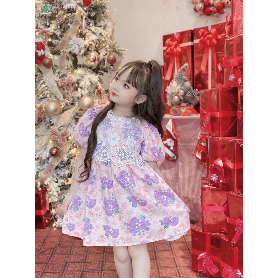 Váy cho bé gái - Babystore88 - Đầm ren hoa tím trẻ em hàng thiết kế cao cấp 1 2 3 4 5 6 7 8 9 10 11 12 tuổi V7