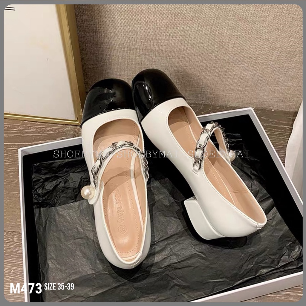 Giày búp bê quai hậu gắn xích cá tính M473