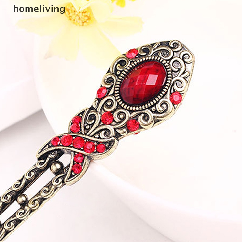 Trâm Cài Tóc Kim Loại Đính Đá Pha Lê Phong Cách Vintage Đơn Giản