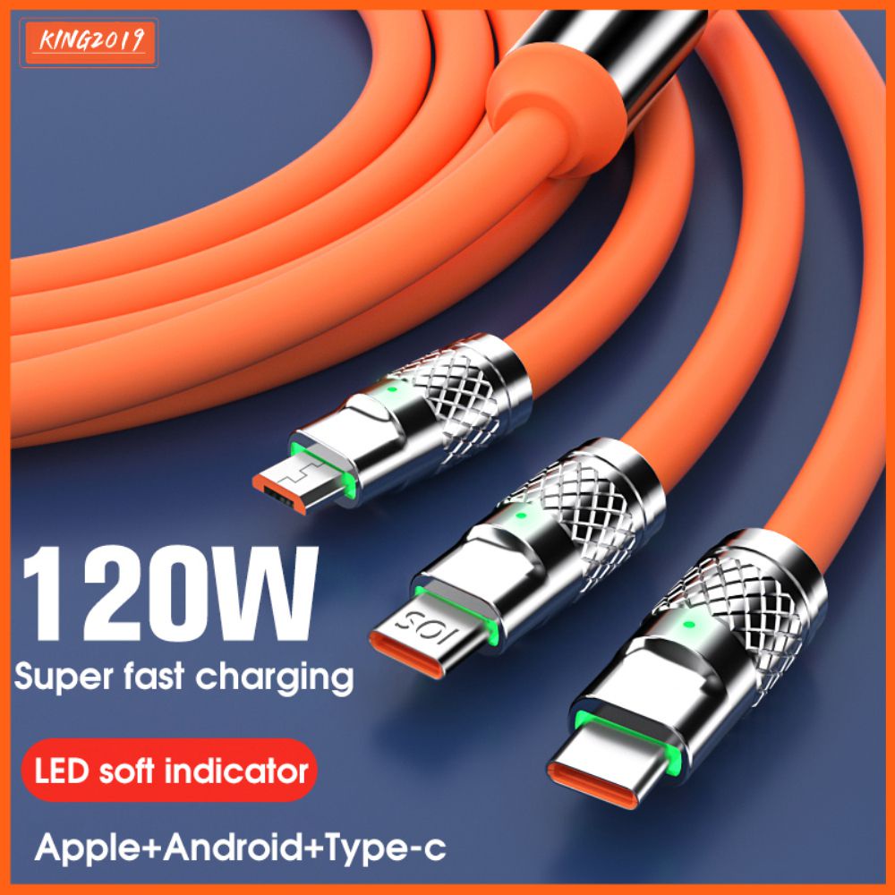 Thanh Toán Khi Nhận Hàng Cáp Sạc Micro Usb Type C 3 Trong 1 120W Dây Sạc Nhiều Cổng Usb Dây Điện Thoại Di Động Usbc Cho Iphone 11