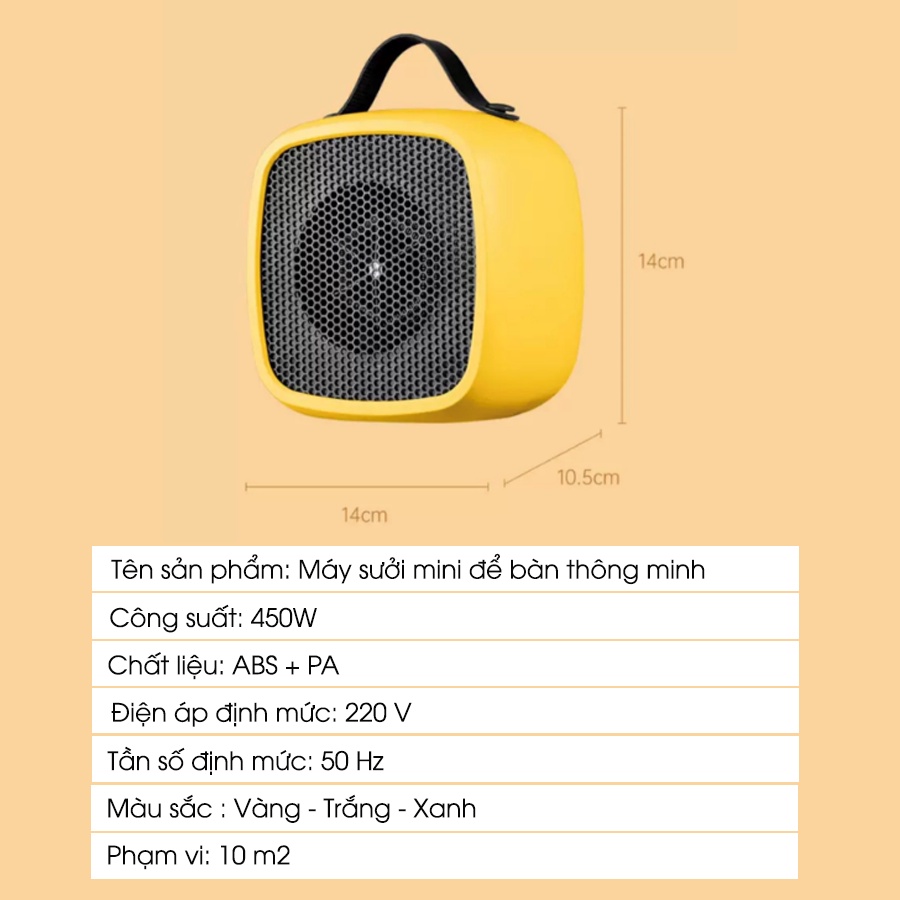 Máy sưởi mini để bàn công nghệ sợi đốt tiếng kêu êm tiết kiệm đệm dùng trong không gian nhỏ