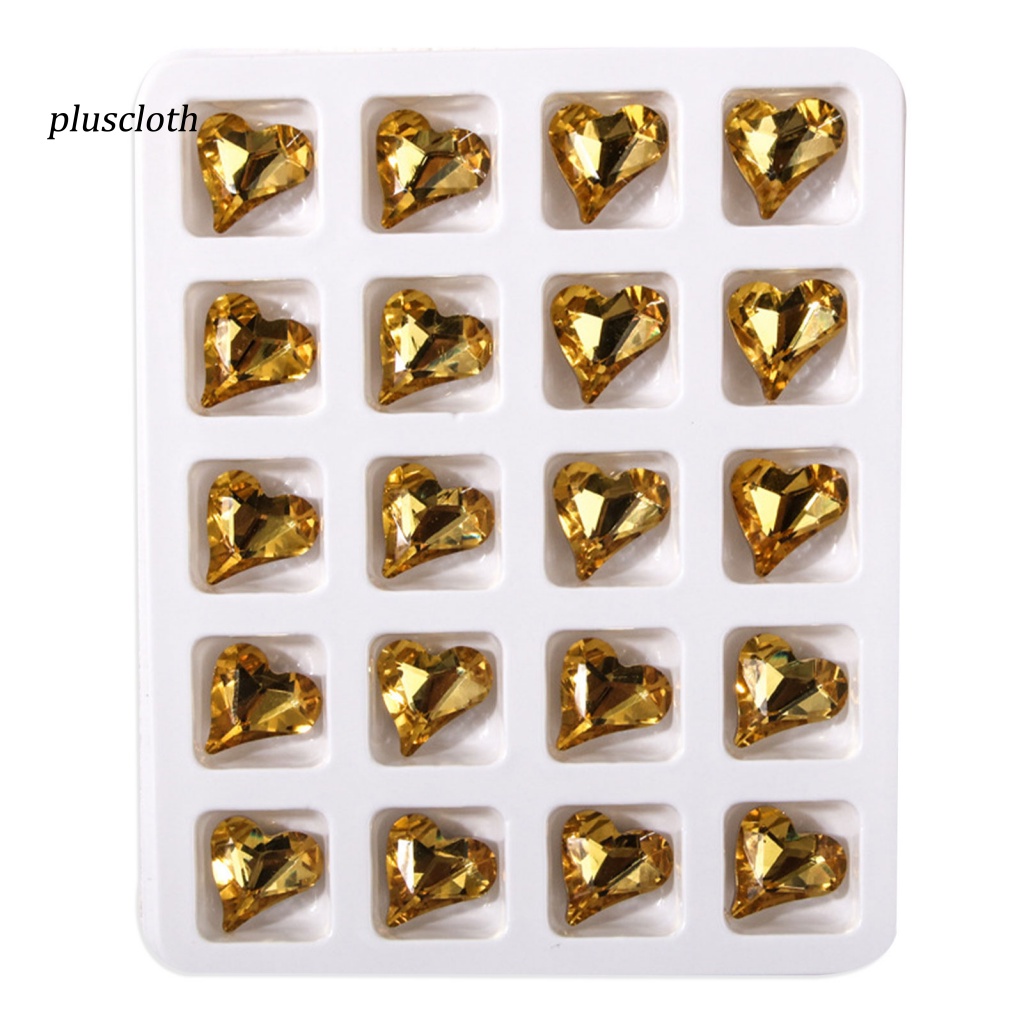 Bộ 20 Phụ Kiện Trang Trí Móng Tay Hình Trái Tim 3D Màu Sắc