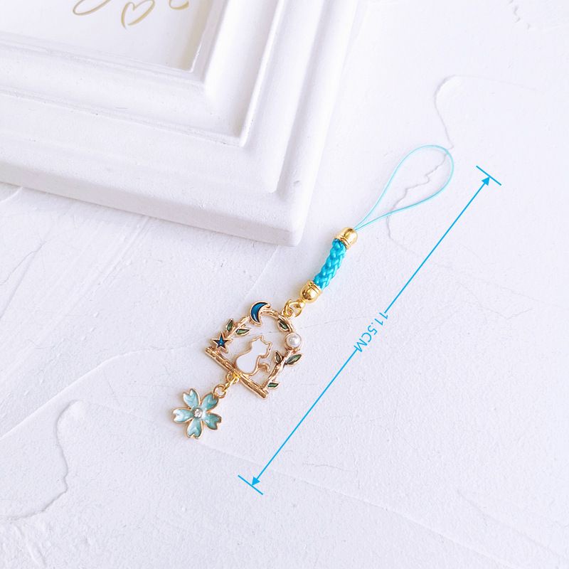 Dây Đeo Điện Thoại Dạng Ngắn Mặt Hình Mèo Phong Cách Ngọt Ngào DIY