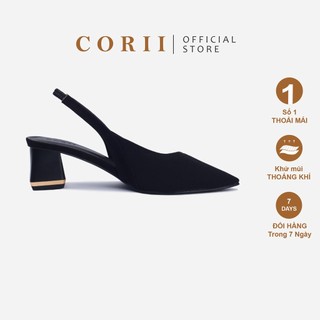 CORII - Giày Cao Gót Slingback Gót Vuông phối dây quai mảnh Thời Trang và Thoải Mái Nhất - CR08 Đen