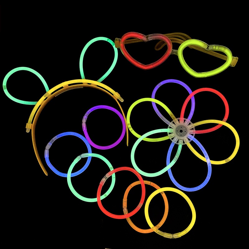 Combo Que Phát Sáng Dạ Quang Đủ Màu Sắc Rực Rỡ, vòng tay cổ vũ Kính phát sáng hình trái tim và hình tròn đi lễ hội