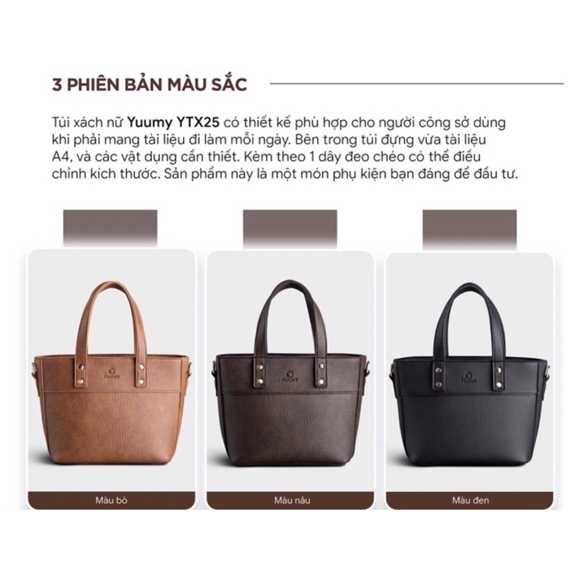 Túi xách da YUUMY YTX25 gồm 2 ngăn