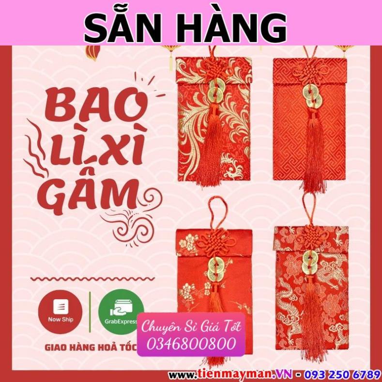 Bao Lì Xì Gấm Tết 2024- Bao Lì Xì Vải Gấm Cao Cấp , Bao Nạp Tài Mùa Cưới Vải Nhung nhiều hoa văn