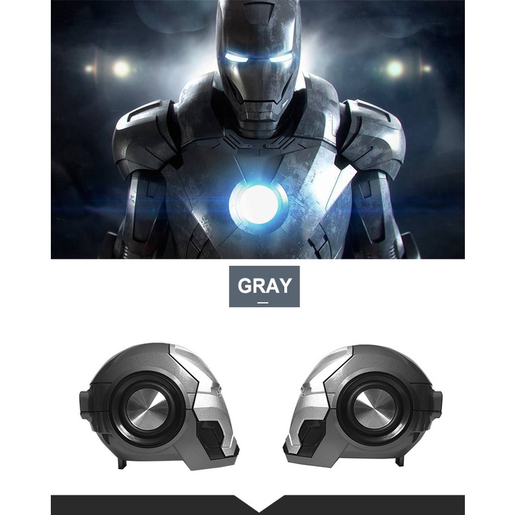Loa Bluetooth người sắt， Phiên Bản Âm Chuẩn Bass Mạnh Có Đèn LED，Iron man Bluetooth loa không dây，hỗ trợ usb thẻ nhớ